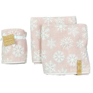 Arctic Holiday -  ‘Snowflakes - Pink’ bath towel set. NWT Firm!